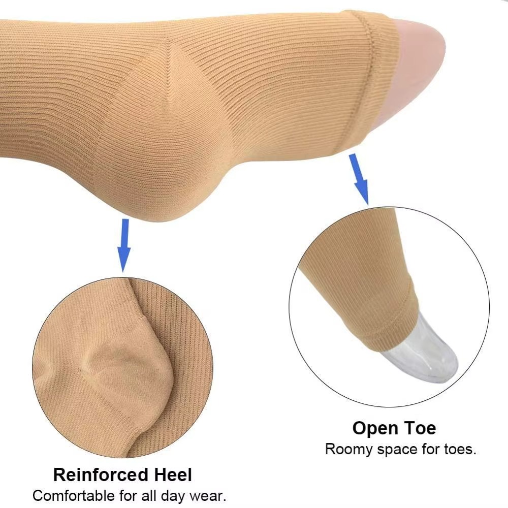 Zipper Pressure Compression Socks – Open Toe, Easy-Zip Design, Graduated Support
