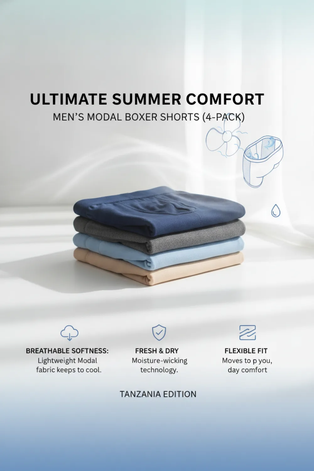Men's Summer Modal Boxer Shorts (4-Pack)