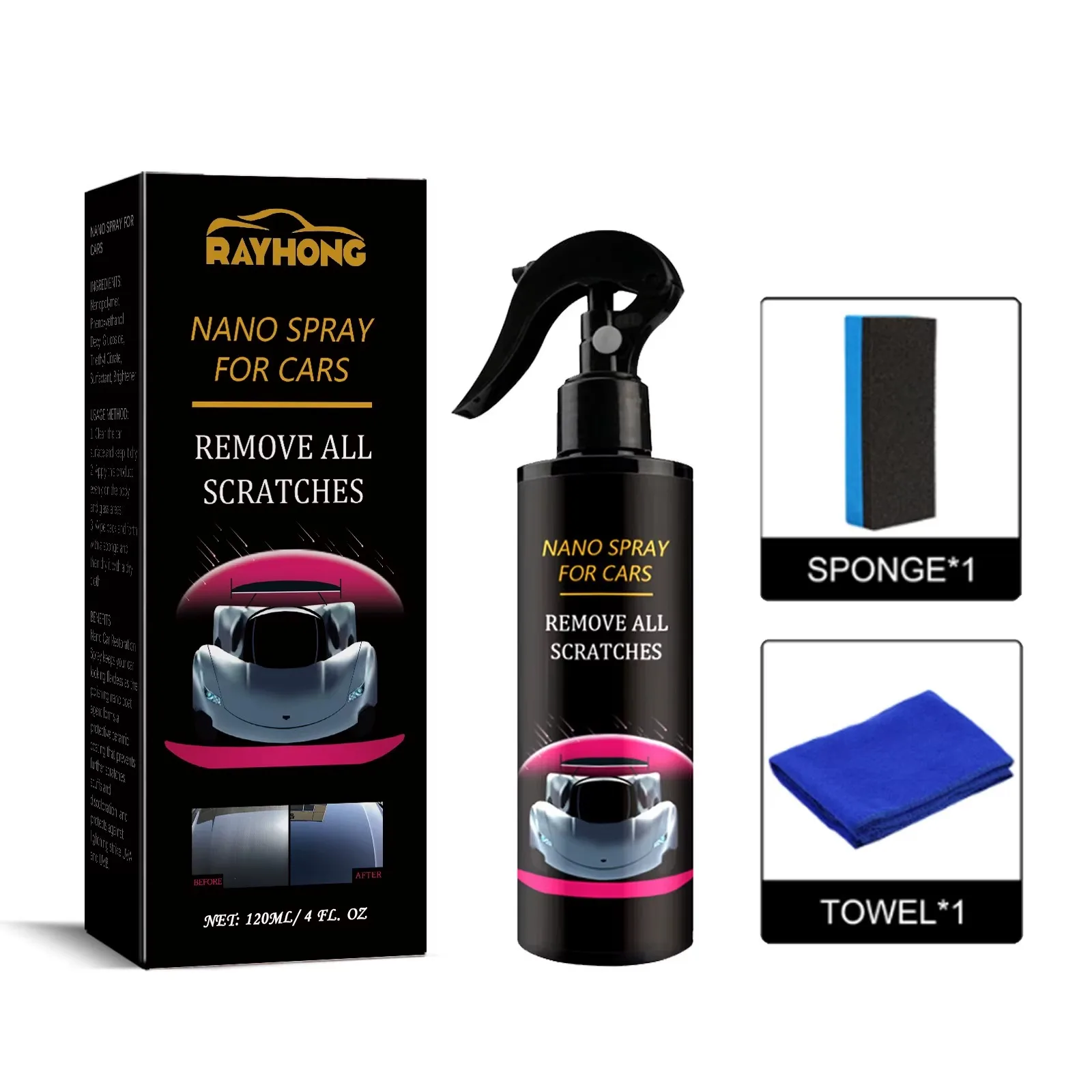 Nano spray for car removal scratch and Polishing